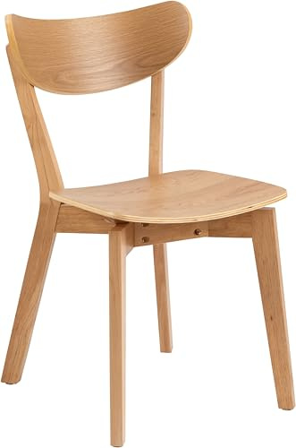 AC Design Furniture Roxanne Esszimmerstühle 2er Set, H: 79,5 x B: 45 x T: 55 cm, Eichen Look, Holz, Eiche