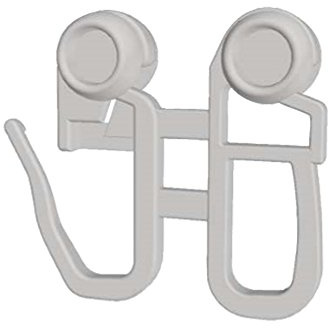 Stylelex Schleuderwagen mit Gardinenhaken zur Befestigung von Schleuderstab | 8 mm Rolle | für 4mm Deckenschienen wie MHz oder SM-Plus | 100 Stück Bulk