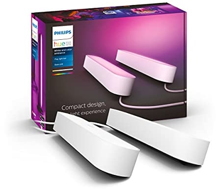Philips Hue Play Lightbar, Ambientebeleuchtung, Weiß, 2er Pack | White & Color Ambiance, 16 Mio. Farben, 500 lm, Dekorative Innenbeleuchtung, Dimmbar, App- und Sprachsteuerung, Smart Home