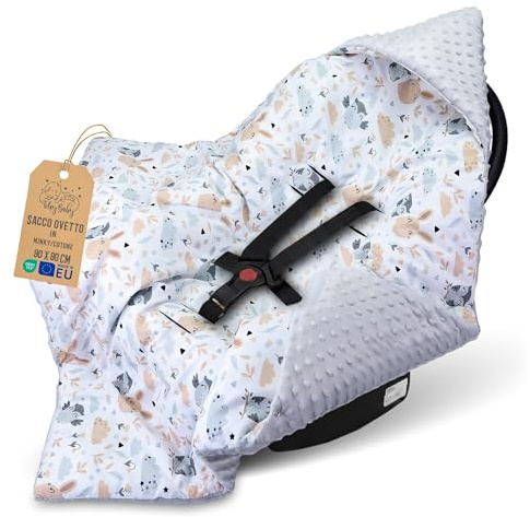 Einschlagdecke Babyschale Baby Decke 90x90 cm - Fußsack Blanket für Kinderwagen und Autositz Ganzjahres für Neugeborenen und Kleinkinder Einschlagsdecken für 3 und 5 Punkt Gurt Minky Oeko-Tex