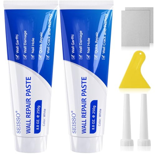 SEISSO 500g Spachtelmasse Weiß Innen,Wandreparatur Creme,Wandausbesserungs Paste,Grosse Kapazität Trockenbauflicken Reparaturset mit Schaber,Wandlochfüller,Schnell für die Reparatur von Rissen(500g)