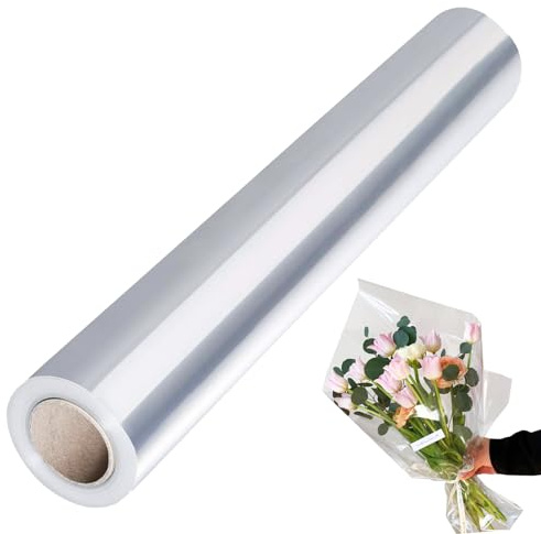 Klare Cellophan Rolle，80 cm x 30 m Klares verpackungspapier Transparent geschenkpapier Cellophan geschenkfolie，für Blumen Geschenkkörbe Wrap
