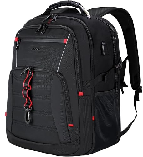 KROSER Laptop Rucksack Herren für 18.4 Zoll Laptop, Reiserucksack Multifunktion Wasserdicht XXX-Großer für Arbeit/Business Schwarz