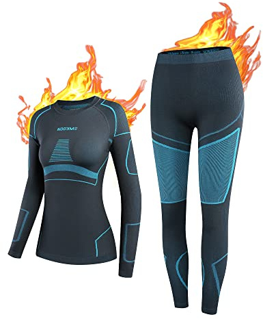NOOYME Thermische Unterhose für Damen, Ski-Basisschichten, Thermokleidung und Leggings, schnell trocknend, Thermounterwäsche für Frauen, Thermounterwäsche-Set für Frauen