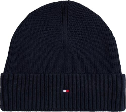 Tommy Hilfiger Herren Strickmütze Flag Cotton Beanie mit Kaschmir