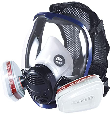 Prassia 16 in 1 Gasmaske Vollgesichtsmaske mit Filter, industrische Staubschutzmaske für sprühen, schleifen, Atemschutzmaske gegen Gase, Dämpfe, Partikel, Lackiermaske für Farbspritz, Graffiti