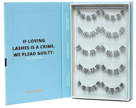 GirlGotLashes Große Boxen Doll Eye Edition Handgemachte Wimpernextensions Wimpernverlängerung für Zuhause 5 Wimpern-Paare Halt von 5-7 Tagen Vegan