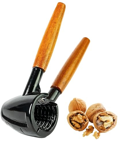 Thiru Nussknacker mit edlem Holzgriff 16cm - 100 Tage risikofrei testen - Walnussknacker für Hasel-, Paranüsse - ohne Kernzerquetschung - inkl. E-Book mit Rezepten - Leichte Kraftübertragung