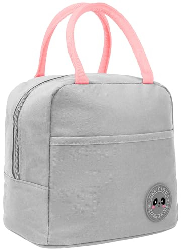 unycos - 7L Kühltasche, Lunch Bag, Thermotasche mit Folienfutter, Lunchtasche Isoliert, Regenjacke, Leichte, Einfache Reinigung, Lunchbox Tragbar, Tasche Arbeit Reisen Büro Picknick (Hellgrau)