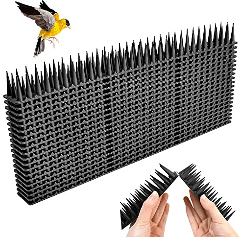 QINERSAW 20er Set 8,6 Meter Kunststoff Vogelabwehr Taubenschutz Katzen Spikes Taubenabwehr Balkon Vogelschutz Katzenabwehr Spikes Taubenspikes Vogel Spikes Schwarz 43x4cmx3,3cm 3-reihig