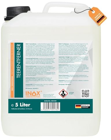 INOX® Auto Teerentferner 5 Liter - Teerreiniger für Innenraum und Außen - Klebstoffentferner Baumharzentferner - Industriereiniger schonend zu Autolack und Chrom
