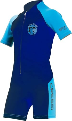 Cressi Shorty 2mm Neoprenanzug Kinder - Schwimmanzug Kinder mit UV, Kälteschutz, Quallenschutz - Schwimmanzug Mädchen & Jungs - Dunkelblau/Hellblau - 7/8 Jahre