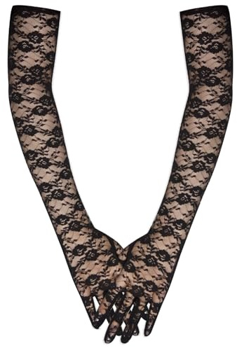 Long Keeper Lange Handschuhe Ellenbogenlang Damen Spitzenhandschuhe Opern Braut Hochzeit Brauthandschuhe Lang Handschuhe Spitze für Halloween Kostüm Hochzeit