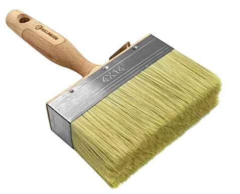 ROLLINGDOG Flächenstreicher 140 mm, Lasurpinsel für Maler & Holzschutz | Malerpinsel & Bodenbürste mit Edelstahlzwinge, Kunstborsten für Holzlasur, Zaun- & Terrassenanstrich, mit Eimerhaken