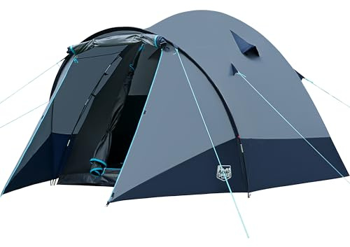 TIMBER RIDGE Zelt 4 Personen Stehhöhe 190cm Camping Zelt Wasserdicht mit Vorzelt Lüftungshutzen Familienzelt Kuppelzelt für Outdoor Reise Trekking Garten Festival