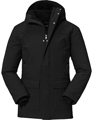 Schöffel Herren Ins. Parka Rotterdam M, wind- und wasserdichter Herren Parka mit Teddyfutter, Wintermantel mit 4-Wege-Stretch und Kopfhörerausgang