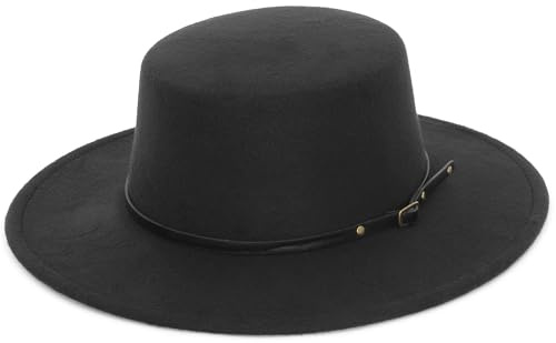 EOZY Fedora-Hut für Damen und Herren,Aus Filz,Breite Krempe,Flache Oberseite,Jazz,Panama-Hut,lässige Party,Kirche