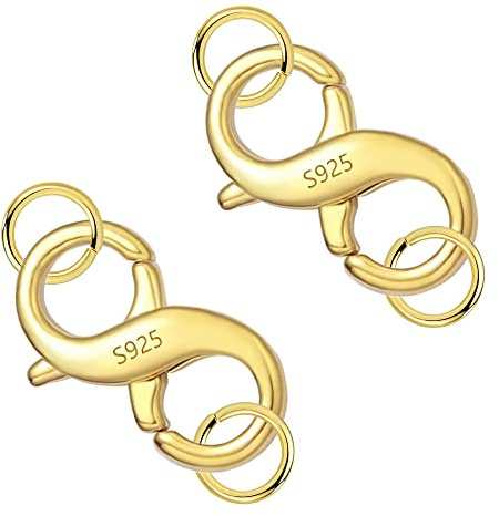 2 Stück Gold Schmuckverschluss Doppel Kettenverschluss Mit Sprung Ringe | Doppel Schmuckverschluss Groß Hummerschere Karabinerverschluss Ketten Halskette Armband Verbinder Schmuckherstellung Zubehör