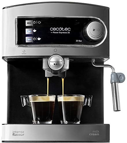 Cecotec Espressomaschine Cumbia Power Espresso 20 Barista Aromax. Leistung 2900 W, 2 Heizsysteme, 20-bar-Druckpumpe, Manometer, Doppelauslassfilterhalter und 2 Filter (Basic)