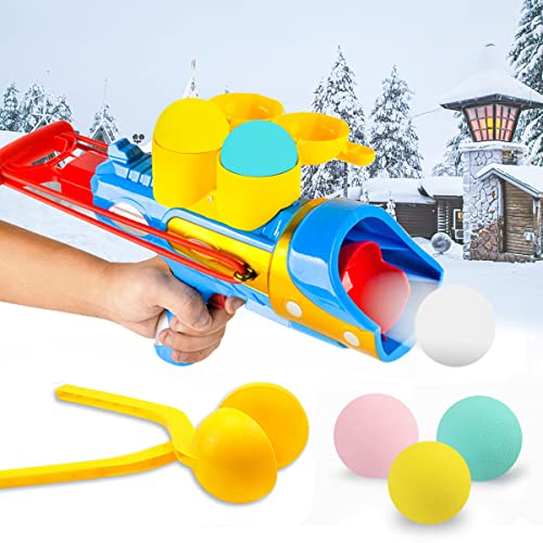 XiXiRan Schneeball Kanone Spielzeug, Schneeballpistole, Schneeball Blaster, Schneeball Kämpfe Spielzeug, Schneeballkampf-Impaktor mit Griff, Outdoor-Schneeballpistole Spielzeug mit Clip+3 Softball