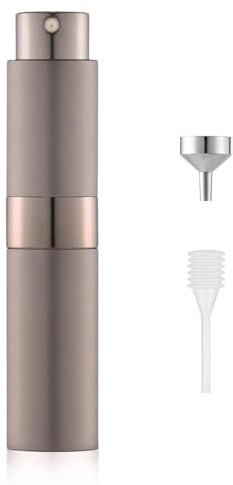 Toureal 8ml Aluminium Parfüm Zerstäuber Nachfüllbar Leer, Reise Parfümzerstäuber für Damen und Herren (Braun)