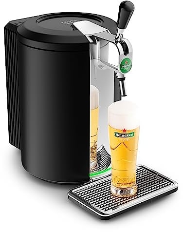 Krups Beertender Bierzapfmaschine, 5 Liter Fass, Marken der Heineken-Gruppe, Kontrollleuchte, perfekte Temperatur und Schaum, frisches Bier, einfache Installation, Compact schwarz VB450E10