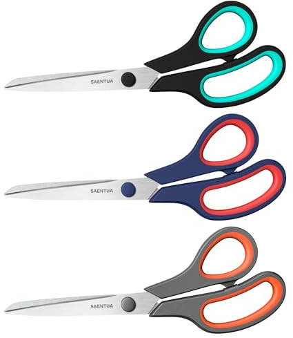 Edelstahl Scheren Set 3 Stück, 21cm Schere mit ultrascharfen 2,5 mm Dicken Klingen, Komfortable Griffe, Langlebige Scheren für Büro Schule Handwerk zu Hause, Rechts-/Linkshänder Schere