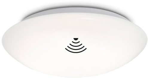 BRILONER - LED Deckenlampe mit Bewegungsmelder, Dämmerungssensor, neutralweiße Lichtfarbe, Lampe, LED Deckenleuchte, Badlampe, Küchenlampe, Badezimmerlampe, Feuchtraumleuchte, 27,8x6,5 cm, Weiß