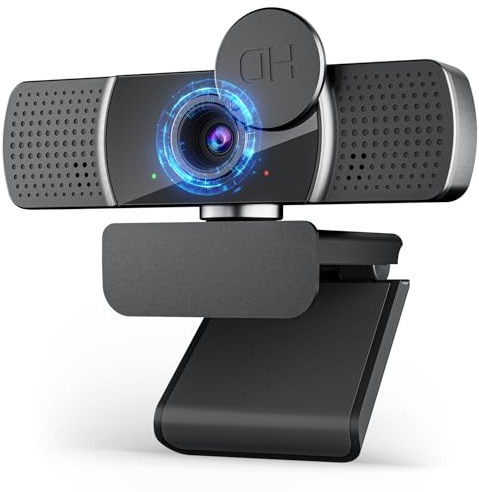 YIMONA 2K Full HD Webcam, mit Objektivabdeckung 30fps, 85° Weitwinkel, USB, Dual Mikrofon, Fester Fokus, Belichtungskorrektur, Rauschunterdrückung, kompatibel mit Windows, Mac OS, Linux und mehr