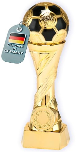 Larius Pokal Ehrenpreis Fußball in Gold und Silber mit Wunschgravur (ohne Wunschtext, Gold, XL)