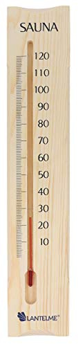 Lantelme Holz Saunathermometer 38cm Temperatur bis 120°C | Analog Saunatemperatur Messgerät | Massives Thermometer aus Kiefernholz für Wellness Entspannung | Zubehör für Sauna Saunazubehör