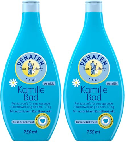 Penaten Bad mit Kamille – Mild reinigender Badezusatz für zarte Babyhaut – Mit Kamille-Extrakt – 1 x 750ml (Packung mit 2)