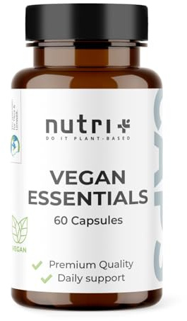 Nutri + veganer Multinährstoff - Vitamine & Mineralstoffe - Vegan Essentials Kapseln Complete Präparat - Multivitamin mit B12 D3 Eisen Selen Choline