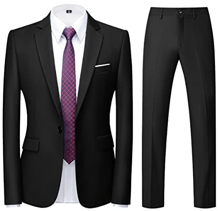 KUDORO Herren Anzüge 2-Teilig Slim Fit Eine Knöpfe Herrenanzug Sakko Hose | Herrenanzug Einreihig Formell für Hochzeit Business Party