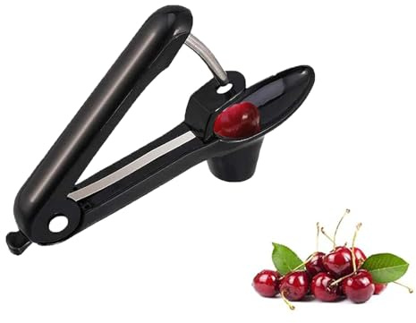 Kirschentkerner Entkerner,Edelstahl Kirschen Kirschentsteiner Entferner,Tragbarer Cherry Corer Pflückhilfe Kirschkernentferner Entkerne Pit Remover Tool für Obst Pflaumen Oliven Cherries(Schwarz)