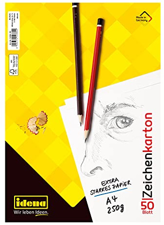 Idena 10384 - Zeichenkarton, DIN A4, 50 lose Bogen, extra starkes Zeichenpapier 250 g/m²