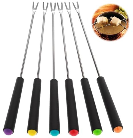 6 Stück Fonduegabeln, Mabor Edelstahl Hot Pot Gabeln, Pralinengabel Fleisch Gabel Käsefondue Gabeln für Gebackenen Kuchen Schokolade Obst Geröstetes Marshmallow Dessert 9,1 Zoll