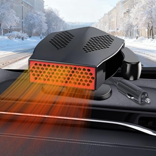 200W Auto Heizung 12V: Autoheizung Car Heater 12 Volt Tragbar KFZ Heizlüfter akku Standheizung Ventilator Scheibenheizung Sitzheizung Defogger für Wohnmobil Camper LKW PKW Zigarettenanzünder Stecker