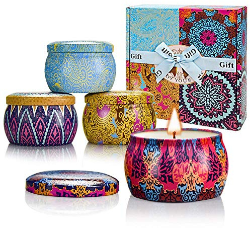 Yinuo Mirror Geschenke für Frauen, 4 * 160g Duftkerzen Geschenkset für Frauen, Sojawachs Aromatherapie Kerzen für Muttertag,Weihnachten,Geburtstag, Valentinstag, Bad, Yoga