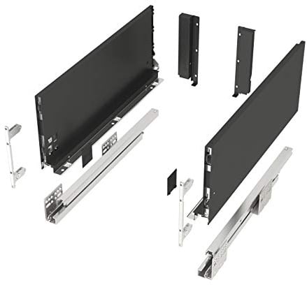 Schubkastensystem JUNKER-SLIM anthrazit Höhe: 167 mm Tiefe: 300 mm | belastbar bis 40 Kg Soft-Close Schublade mit 13 mm schlanken Schubladenzargen