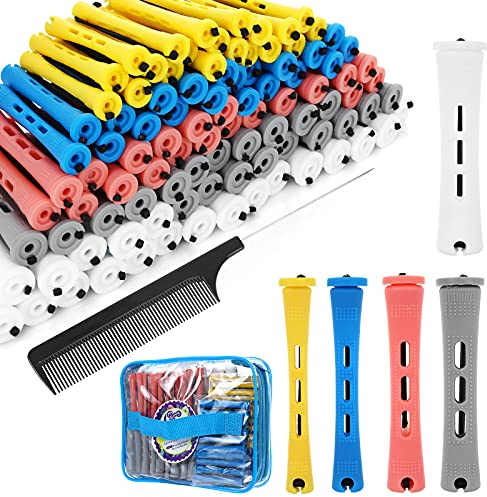 SPTHTHHPY Lockenwickler-Set, 100 Stück Dauerwellenstangen mit 5 Größen, Lockenwickler für Damen, langes kurzes Haar, DIY-Friseur-Styling-Werkzeuge