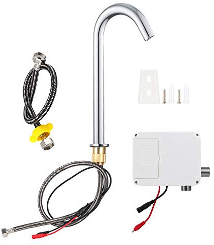 Zunate Automatischer Wasserhahn, Infrarot-Sensor-Wascharmatur, G1/2 Zoll Gewinde, berührungsloser Küchenspüle, batteriebetrieben, für Küchenbecken (C)