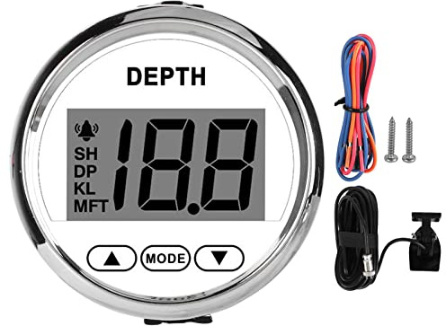Tbest Echolot, Wasserdichter Dash Echolotgeber mit Weißer Hintergrundbeleuchtung für Yachten und Boote, Tiefenmesser Boot