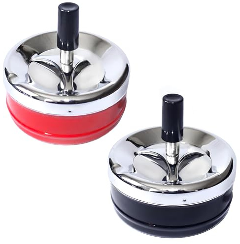 2 Stück Aschenbecher Mit Deckel Für Draußen, Aschenbecher Groß, Sturmaschenbecher Für Draußen, Drehaschenbecher Windaschenbecher für Draußen Ashtray mit Deckel 9 x 9,5 cm für Outdoor Aktivitäten