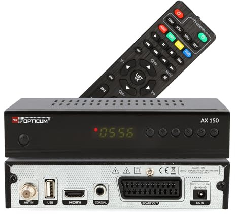 RED Opticum AX-150 Sat Receiver mit Aufnahmefunktion PVR Ready, Digital Sat-Receiver HD fähig für Satelliten, Satellitenschüssel mit HDMI - SCART – USB, TV HD-Receiver Satellit TV (Test: SEHR GUT)