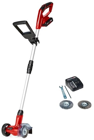 Einhell Akku-Fugenreiniger GC-CC 18 Li Kit Power X-Change (18 V, wechselbare Fugenbürsten aus Nylon & Stahldraht, Teleskop-Führungsholm, inkl. 1x 2,0 Ah Akku + Ladegerät)