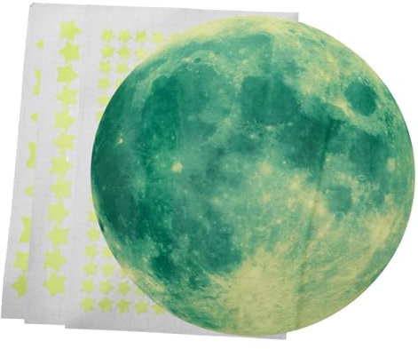 Abaodam 2blätter Moon and Stickers Für Kinderzimmer Nachtleuchtende Wandtattoos Teiliges Mond Und Sternen Selbstklebend Für Schlafzimmer Und Babyzimmer