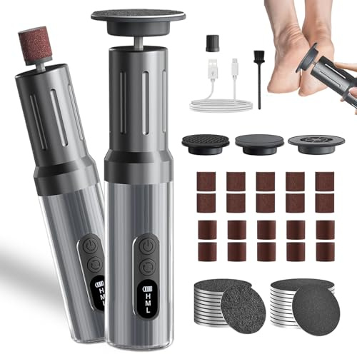 3 in 1 Elektrischer Hornhautentferner mit Nano Glas, 6 Geschwindigkeit | Wiederaufladbare Hornhautentferner-Set mit Fußfeilen und Nagelpolierer, zur Fuß- und Handpflege und Haarentfernung