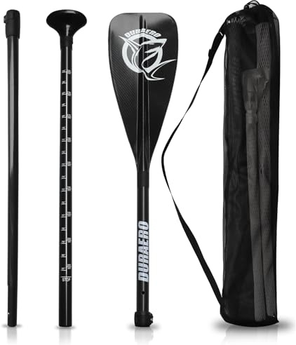 Carbon Paddle with Bag – 3 Pieces for SUP Kayak Stand-Up Paddling Board Professional Speed– Lightweight 760 g Paddle Adjustable Telescopic 165 cm – 205 cm Paddle kajak Surfboard Plug-In System