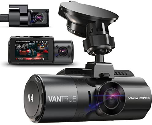 VANTRUE N4 3 Lens 4K Dashcam Auto 2.5K+ 2.5K+ 1080P vorne hinten innen, HDR/ 30FPS Kamera, 3 Channel Bewegungsüberwachung Dash Cam Infrarot Nachtsicht, 2.45” Hitzebeständig, Max 512GB